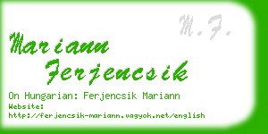 mariann ferjencsik business card